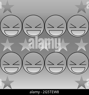 Happy emotion face in grayscale with star 04 Stock Vector