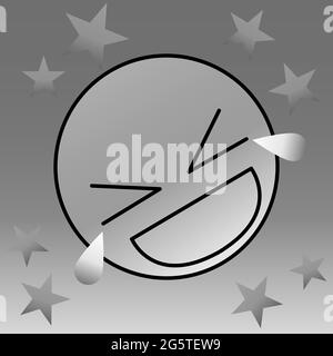 Happy emotion face in grayscale with star 02 Stock Vector