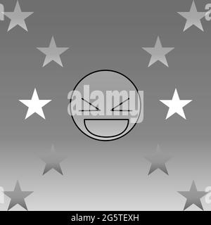 Happy emotion face in grayscale with star 09 Stock Vector