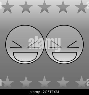 Happy emotion face in grayscale with star 05 Stock Vector