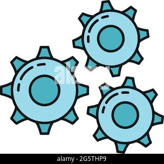 Setting gear online database computer technology icon, remote data storage, protect information outline flat vector illustration, isolated on white. C Stock Vector