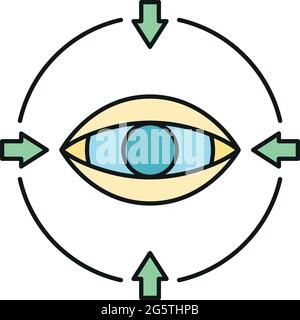 Concept eye online database computer technology icon, remote data storage, protect information outline flat vector illustration, isolated on white. Co Stock Vector