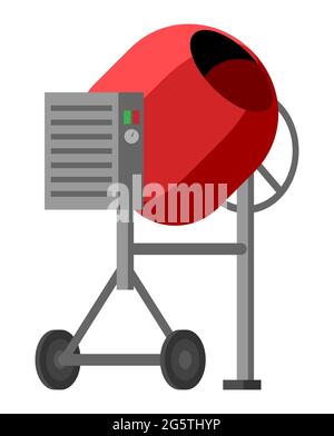 Concrete Mixer Icon Isolated on White. Stock Vector