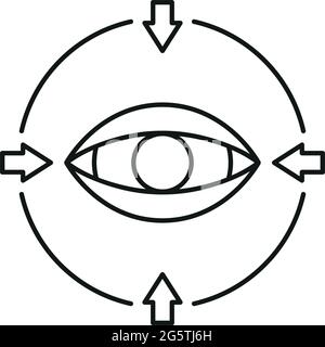 Concept eye online database computer technology icon, remote data storage, protect information outline flat vector illustration, isolated on white. Co Stock Vector