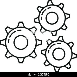 Setting gear online database computer technology icon, remote data storage, protect information outline flat vector illustration, isolated on white. C Stock Vector