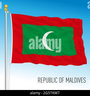 Maldive official national flag, indian ocean country, vector illustration Stock Vector