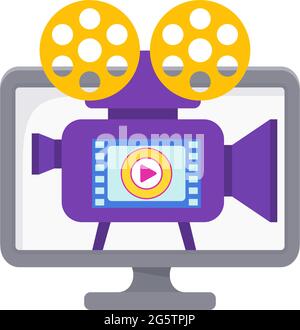 Online cinema icon. Digital marketing. Mobile adds. Flat vector illustration. Stock Vector