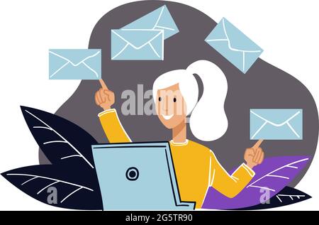 Secretary with correspondence envelops in office Stock Vector