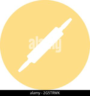 Rolling pin icon in badge style. Kitchen tools, utensil icon can be used for UI, UX on white background Stock Vector