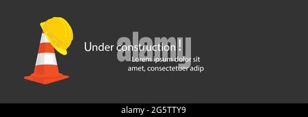 Website under construction page. Under construction website page vector illustration. Web, warning banner Stock Vector