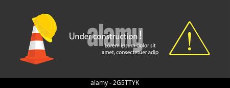 Website under construction page. Under construction website page vector illustration. Web, warning banner Stock Vector