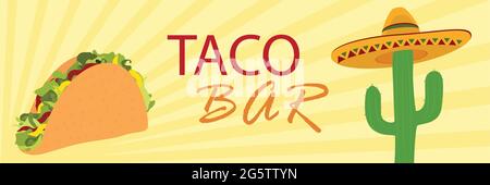 Vintage Tacos Bar Banner template design. Vector illustration Stock Vector