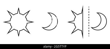 Sun and moon flat icon. Sign sun and moon. Vector logo for web design, mobile and infographics. Isolated on white background Stock Vector