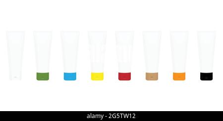 White plastic tube collection for medicine or cosmetics - cream, gel, skin care, toothpaste. Stock Vector