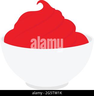 Ketchup in bowl isolated on white background. Portion of tomato sauce. Collection of various sauces Stock Vector