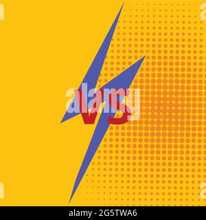 Versus VS letters fight background in flat comics style design with halftone Stock Vector
