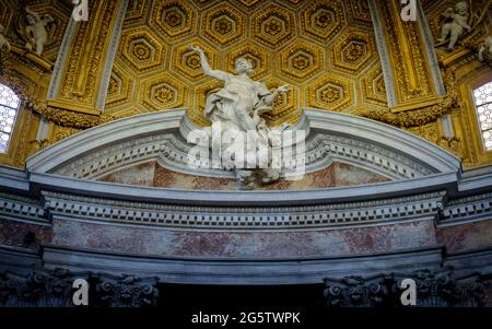 The interior of catholic church of Sant'Andrea al Quirinale, designed by Gian Lorenzo Bernini, one of the most beautiful baroque church in Rome, Italy Stock Photo