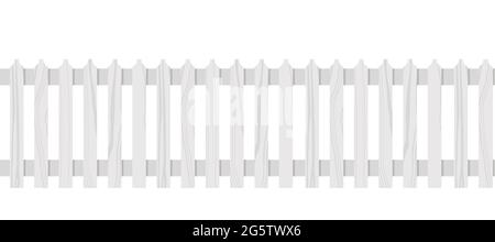 White wooden fence isolated on white background Stock Vector