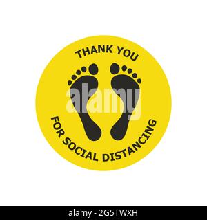 Thanks you for practicing social distancing foor sticker sign. Social distancing. Coronavirus epidemic. Vector Stock Vector