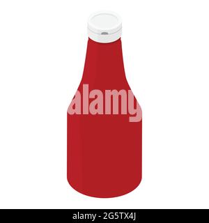 Tomato ketchup bottle isolated on white background. Isometric view. Vector Stock Vector