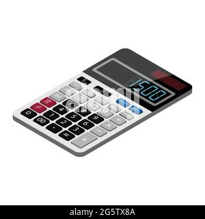 Digital calculator isometric view isolated on white background Stock Vector