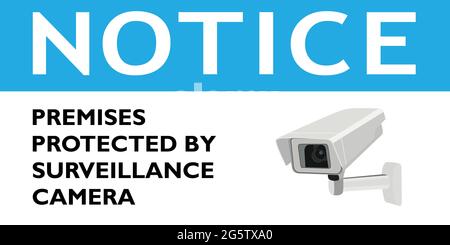 Notice cctv in operation blue sign Stock Vector