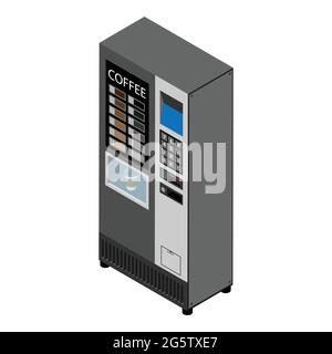 Coffee vending machine isolated on white background. Selling coffee concept. Isometric view. Vector Stock Vector
