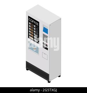 Coffee vending machine isolated on white background. Selling coffee concept. Isometric view. Vector Stock Vector
