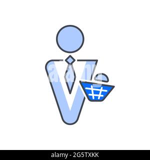 Become buyer. Vector icon in outline style Stock Vector