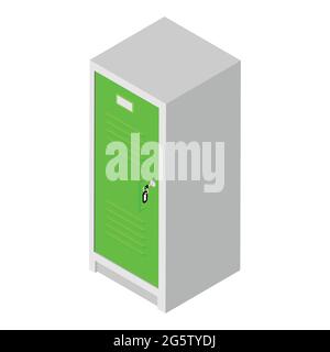 Vector isometric school or gym locker room cross-section. Lockers ...
