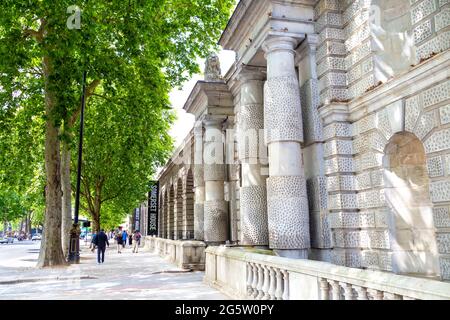 Exterior of the neoclassical Somerset House, Victoria Embankment side, London, UK Stock Photo