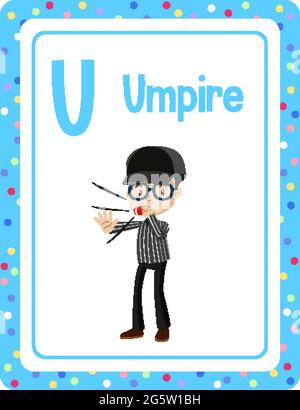 Alphabet flashcard with letter U for Umpire illustration Stock Vector