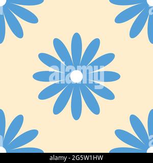 a blue petal seamless flower tile design background Stock Vector