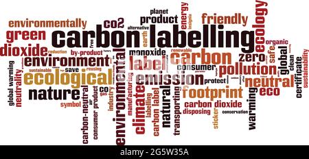 Carbon labelling word cloud concept. Collage made of words about carbon labelling. Vector illustration Stock Vector