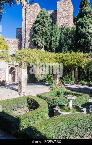 Park in Alcazaba fortress in Malaga, Spain Stock Photo