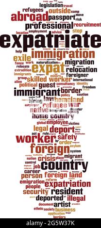 Expatriate word cloud concept. Collage made of words about expatriate. Vector illustration Stock Vector