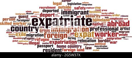 Expatriate word cloud concept. Collage made of words about expatriate. Vector illustration Stock Vector