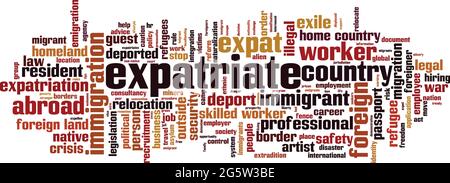 Expatriate word cloud concept. Collage made of words about expatriate. Vector illustration Stock Vector