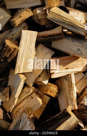 large stack of split firewood Stock Photo