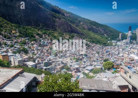 Favela Rooftops Aerial View Of Rocinha Favela In Rio De Janeiro: Dense Urban Landscape ...