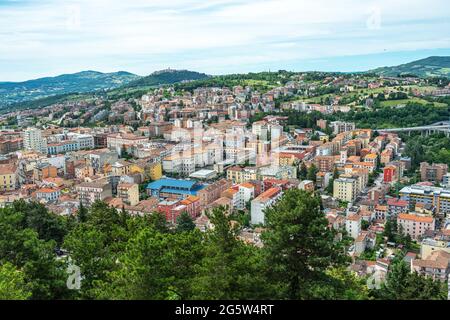 Top view of the city of Campobasso, the provincial capital of the Molise region. Molise, Italy, Europe Stock Photo