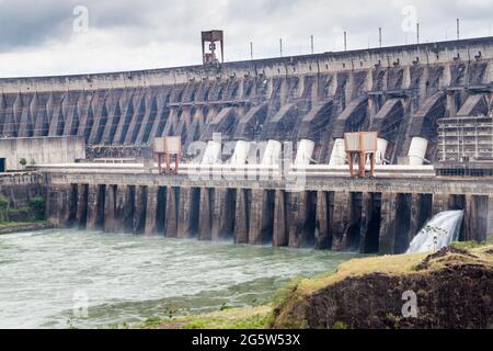 Itaipu dam on river Parana on the border of Brazil and Paraguay Stock Photo