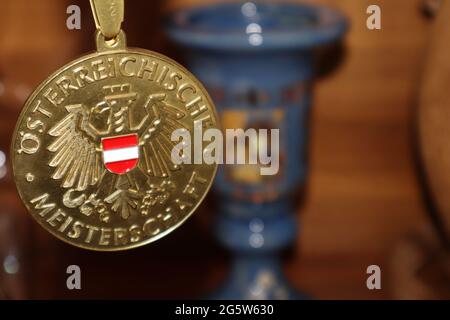 Gold Medal from WAKO Austrian Championchip in Kickboxing. Stock Photo