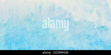 Pastel blue watercolor background. Abstract watercolor blue and turquoise gradient background with copy space for design Stock Photo