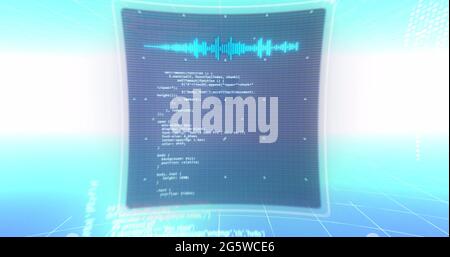 Image of 6g text, data processing and globe on screens over blue and white gradient background Stock Photo