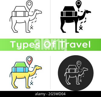 Camel caravan icon Stock Vector