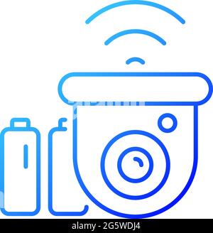 Wireless outdoor security camera gradient linear vector icon. Solution for places with limited and no WiFi access. Thin line color symbols. Modern sty Stock Vector