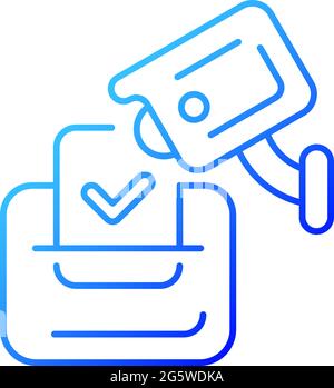 Video election observation gradient linear vector icon. Monitoring polling stations. Electoral fraud prevention. Thin line color symbols. Modern style Stock Vector