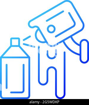 Avoiding graffiti damage with security camera gradient linear vector icon. Vandalism prevention. Property safety. Thin line color symbols. Modern styl Stock Vector