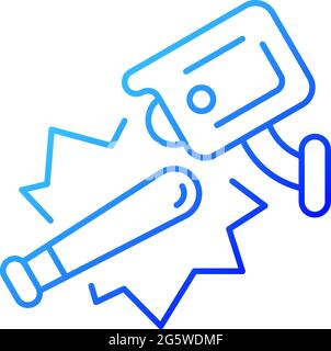 Public safety with video surveillance gradient linear vector icon. Decreasing violent acts and vandalism risk. Thin line color symbols. Modern style p Stock Vector